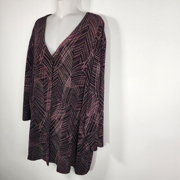 August Max Women Stretch Cardigan 3X Textured Metallic Blend Button Colorful Art - Picture 4 of 11